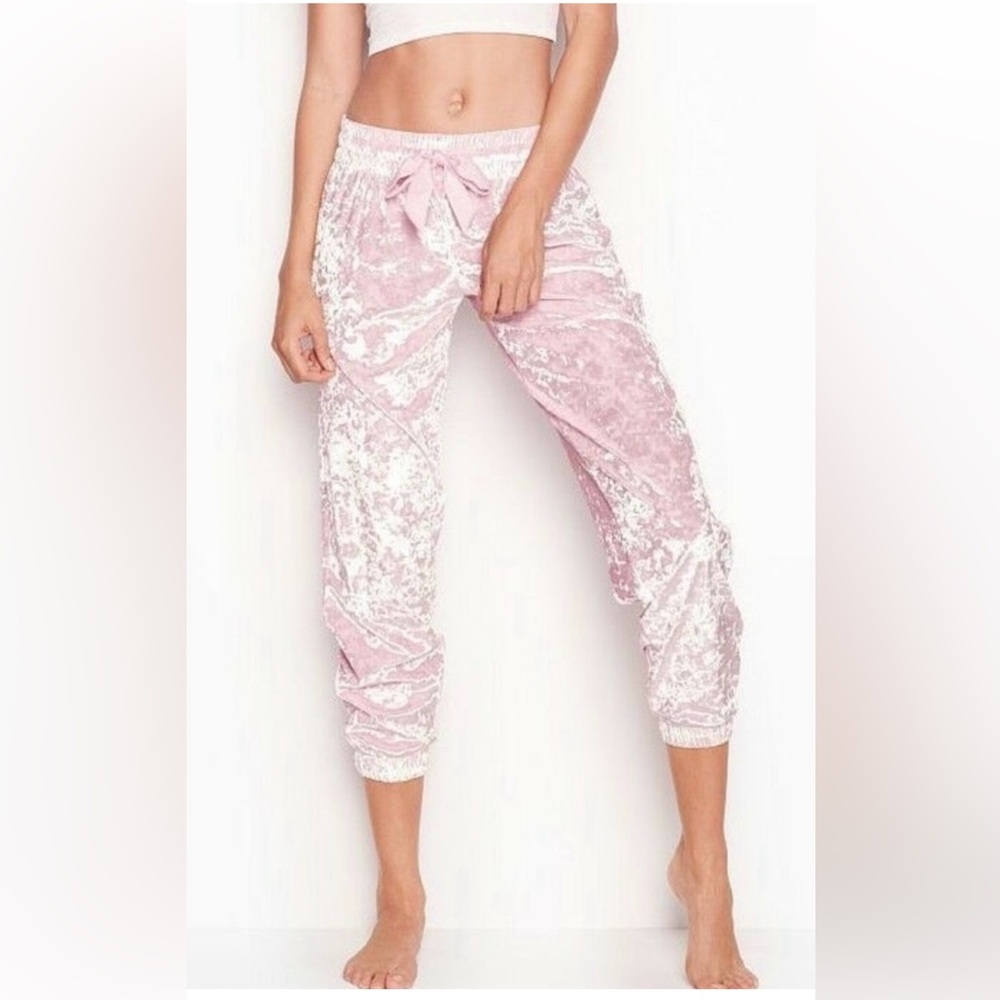 Victoria's Secret Blush Velvet Lounge Jogger Pants Size Medium New Without Tags